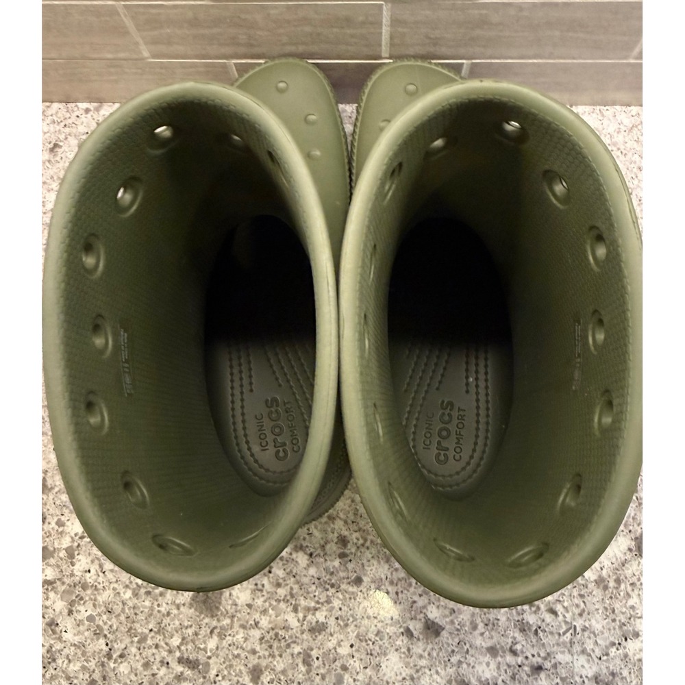 Crocs NWOT Adult Unisex Classic Army Green Waterproof Rain Boots Mens 7 Womens 9 - Picture 10 of 11